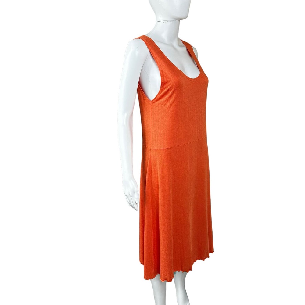 Gudrun Sjogen Sleeveless Midi Dress Medium Orange Cactus Stretch Scoop Scandi - Picture 5 of 16